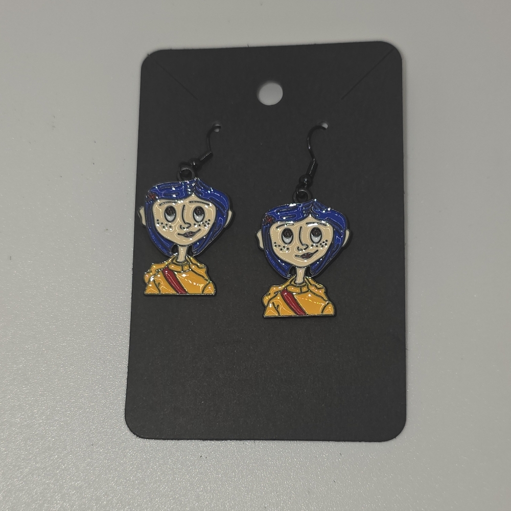 Coraline Hook Earrings Handmade HypoAllergenic Enamel Charm Earrings Bundle+Save